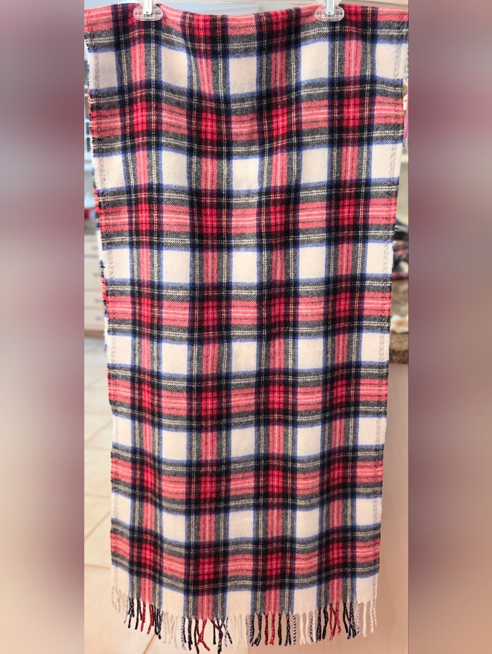 J CREW Vintage Large 82x20 soft wool blend Tarten shawl wrap scarf Italy Made